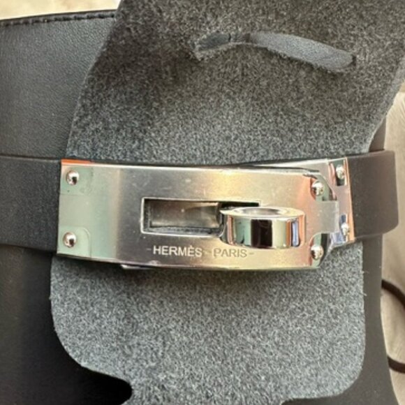 NIB HERMES Saint Germain Leather Women Ankle Boot Black BRAND NEW Size 37 EU - Picture 5 of 10